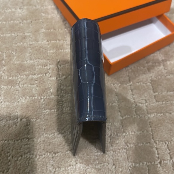 Hermes Bifold Wallet Blue Alligator New w/Box - Picture 4 of 5